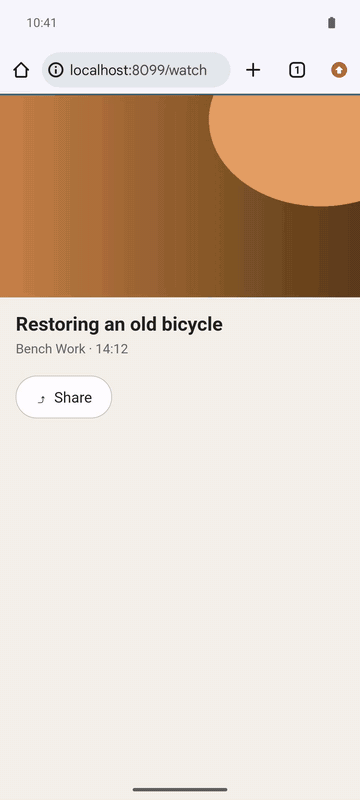 A link is shared to MeTube Lite, the server downloads it, the phone pulls the file, and the server is cleaned up